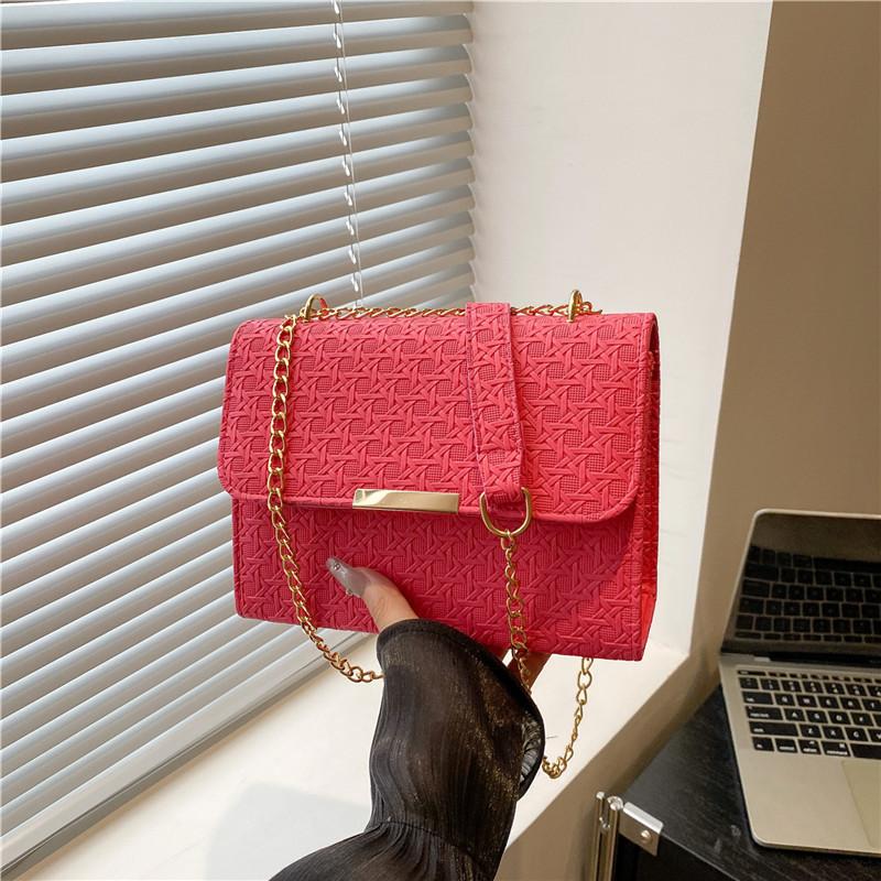 Autumn Temperament Simple Solid Color Handbag Texture Shoulder Messenger Bag Small Square Bag Leisure Bag