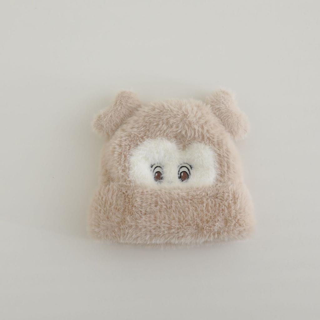 Cute Cute Little Bear for Middle-aged Children Doll Pattern Peach Heart Knitted Hat for Women Autumn and Winter New Product Warm and Thickened