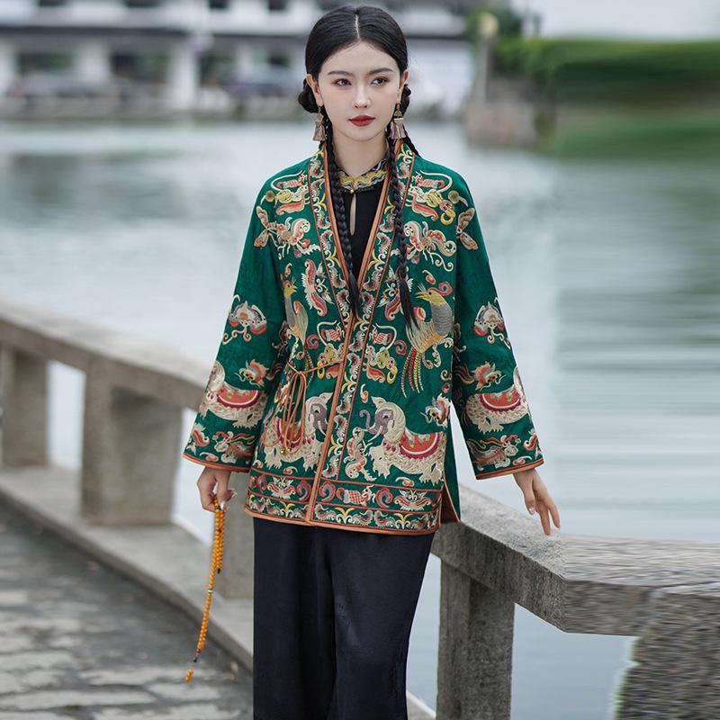 Women's Ethnic Style Chinese Retro Embroidery Floral Jacket - National Tide Collection
