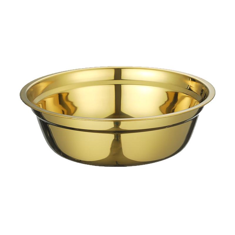 Gold-Plated 304 Stainless Steel Flat Bottom Food-Grade Bowl - Ideal for Soup or Rice, Household Use, Thickened Design, Small Size.