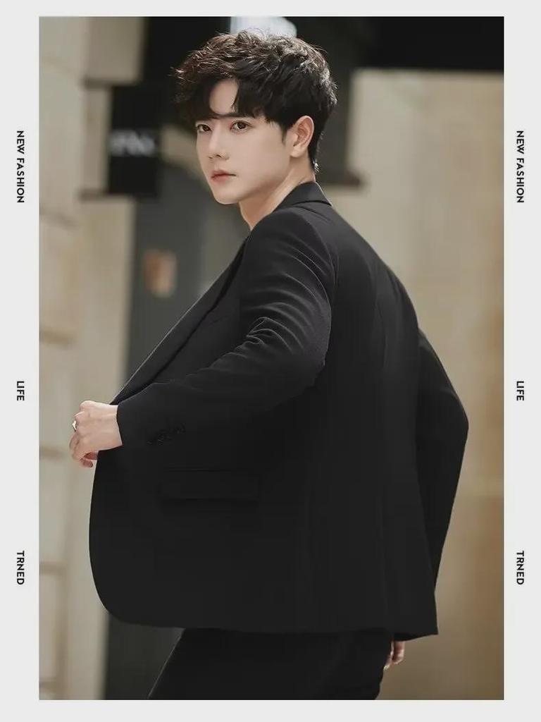 Men's Korean Slim Fit Casual Suit Jacket - Stylish Spring/Autumn Business Coat