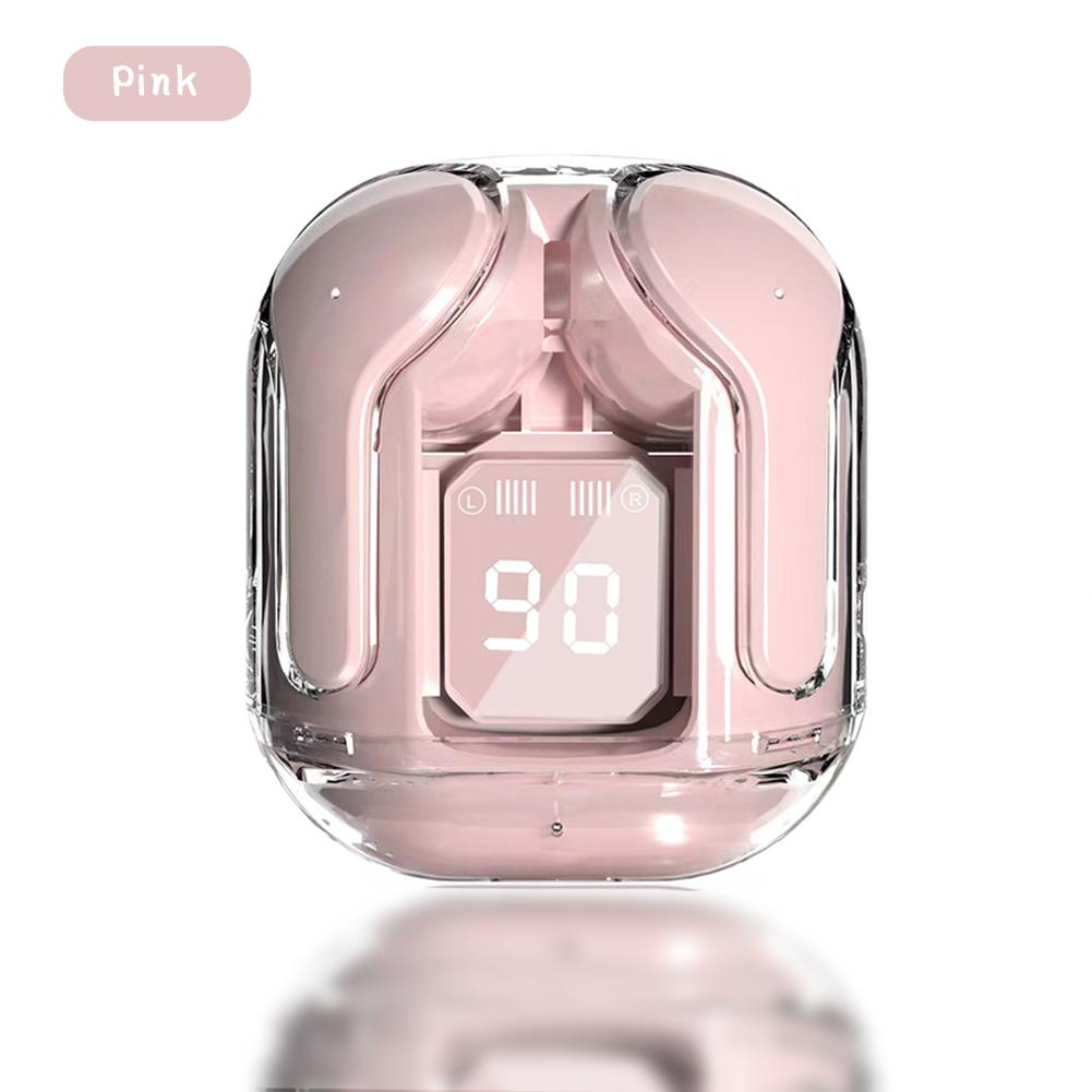 Transparenter kabelloser Bluetooth-Ohrhörer mit Rauschunterdrückung, Stereo-Kopfhörer mit Digitalanzeige, Ladekoffer, wasserdichtes Gaming