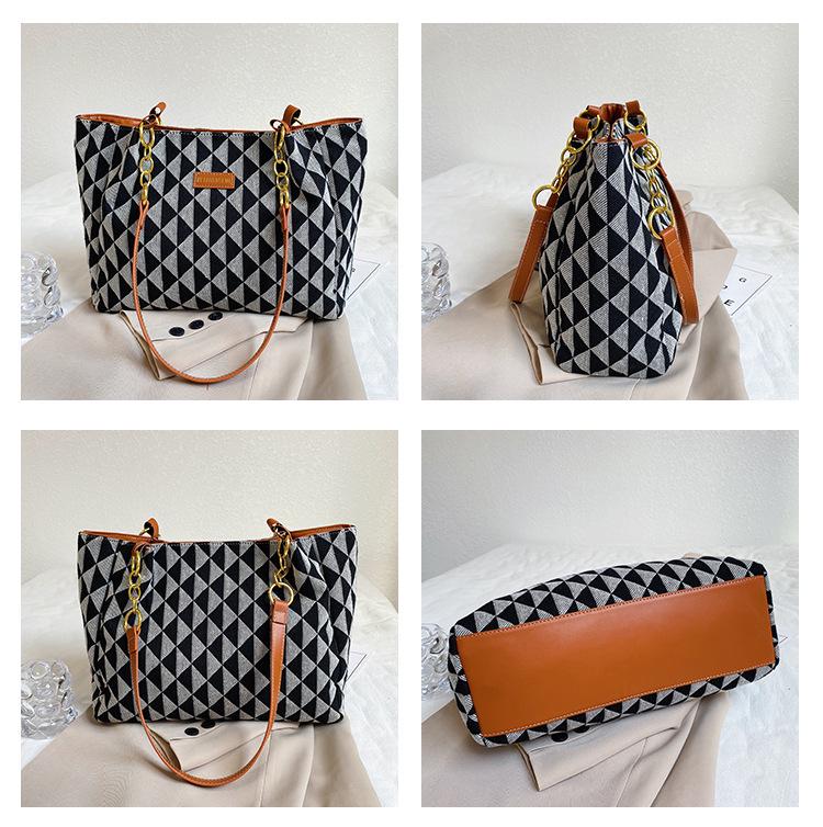High-Capacity Retro Plaid Tote Bag - Casual European & American Style Handbag for Work & Commute