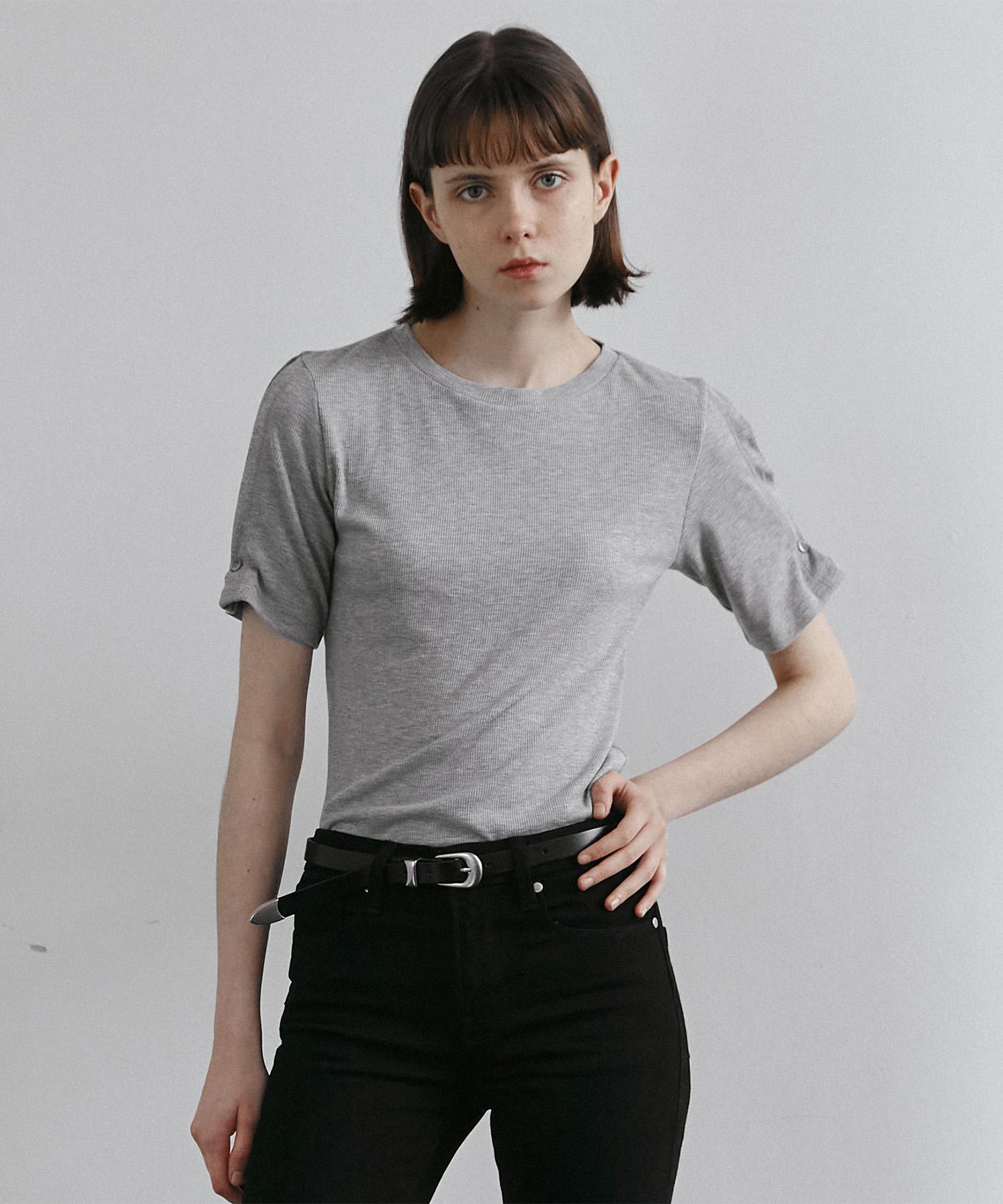 Maroi Button Sleeve Top (Melange Grey)