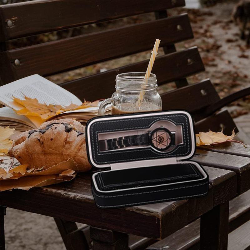 Travel Dustproof Embedded Watch Box Zipper Portable PU Leather Storage Case Watch Display Box For Trips And Gifts Wristwatch Box