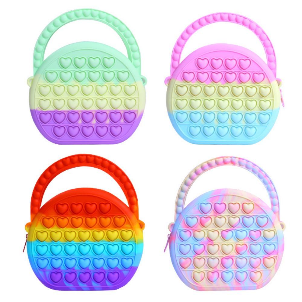 Silicone Children's Bag, Pinch Le Silicone Wallet, Girl's Semi-circular, Cartoon Handheld Zero Wallet Bubble Le Bag