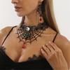 Steampunk Gothic Spitzen-Choker-Halskette Strass-Ohrringe Halloween-Kostüme Schmuck Damen für Hochzeit Cosplay-Party