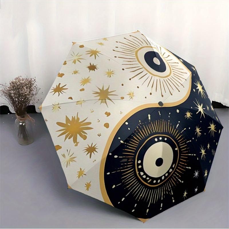 1pc Celestial Yin Yang Symbol Automatic Open/Close Umbrella, Umbrella with cartoon Design, Portable Compact Umbrella for Men & Women, Good H