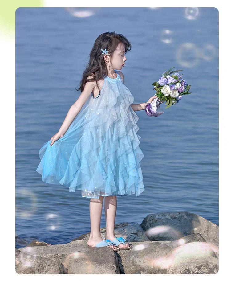 Princess dress, girls' summer dress, 2026 new children's vest dress, gauze dress, vacation dress, girls' camisole dress