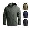 Men Windproof Hooded Jacket with Multiple Pockets Stay Warm Zip Fastening Long