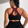Women's Gradient Sport Shockproof Running Vest Bra with Front Zipper for Fitness & Yoga