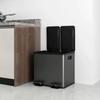 30L Dual Compartment Stainless Steel Bin, with Deodoriser Holders - Black