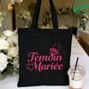 French Girl EVJF Future Bride Team Canvas Tote Bags Bachelorette Party Bridal Shower Shopping Bags with Diamond Ring Design