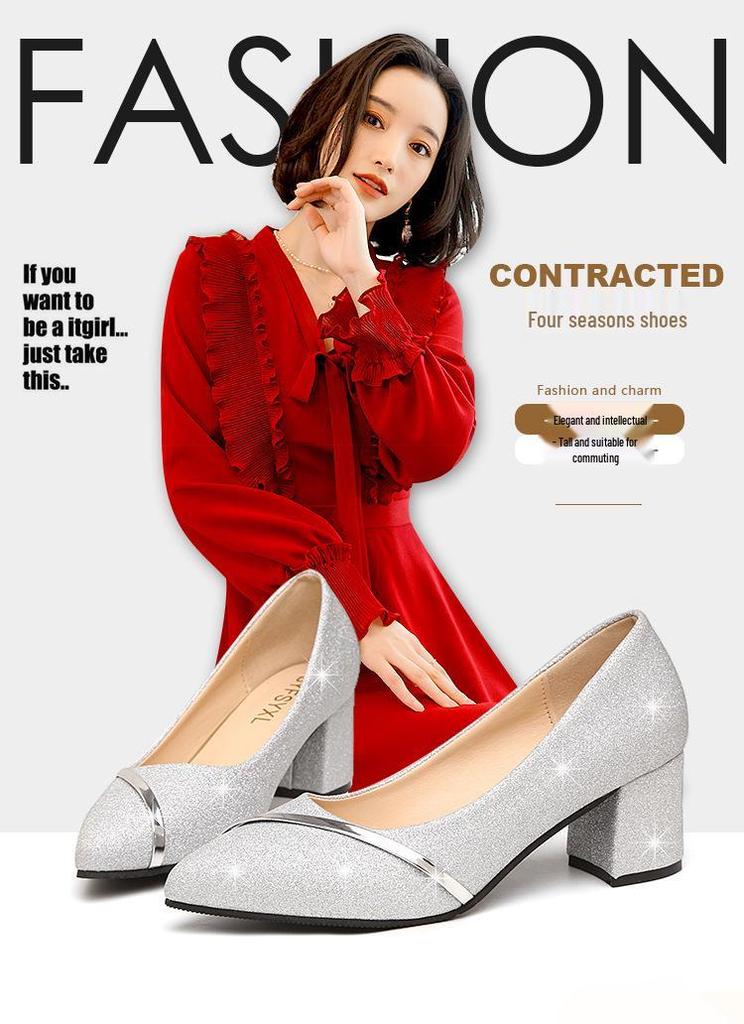 Damen Plateau-Loafer mit spitzer Zehenpartie und Paillettenstoff - Neuer Modestil 2025