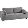 218 cm 3-Seater Sofa, Modern Corduroy Sofa with Pocket Spring Upholstery, Wide Armrests and 2 Cushions, Light Grey