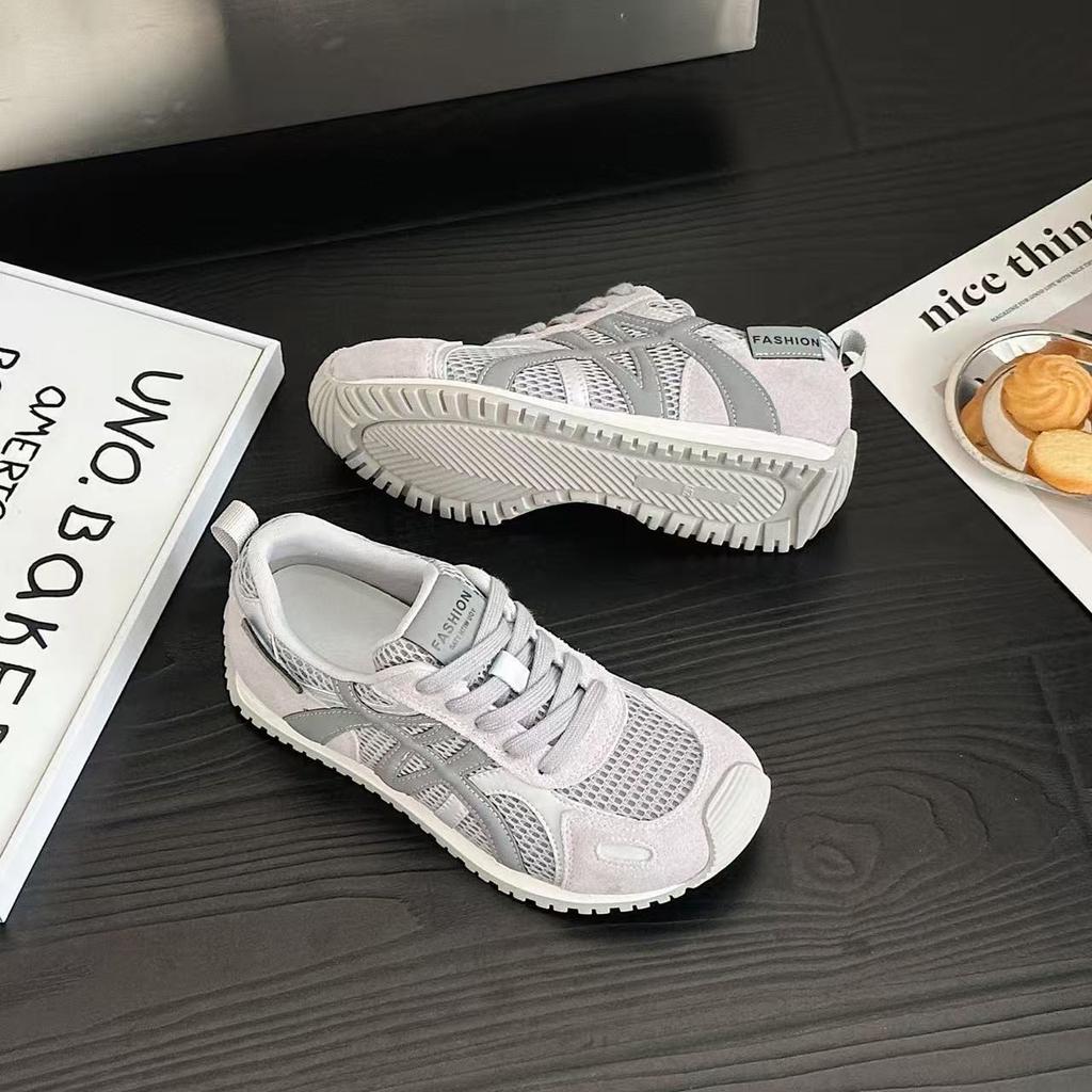 Trendy New Matte Women's Autumn Sports and Leisure Shoes Mesh Surface Breathable Flat Bottom Comfortable