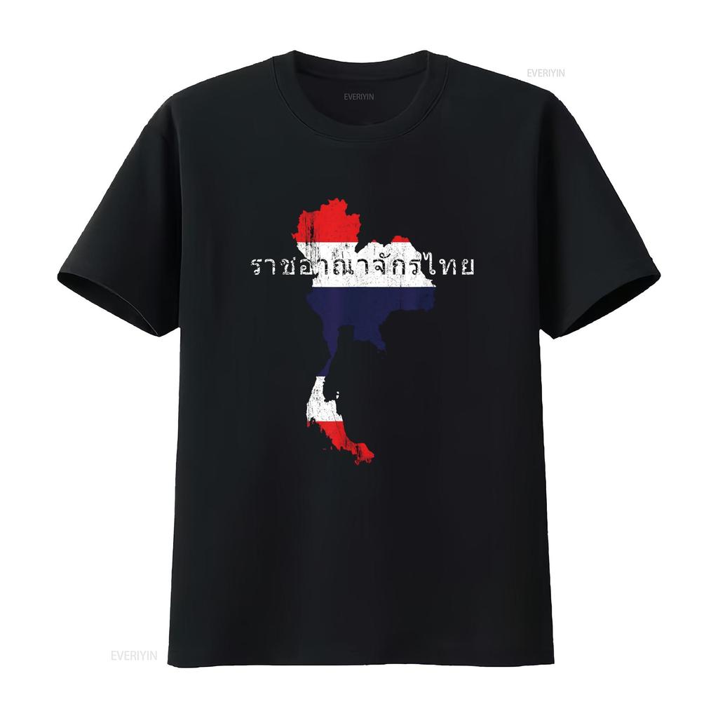 Thai Map and Flag Souvenir Distressed Thailand T Shirt vintage Washed Unisex Top For Everyday Wear Stylish streetwear Casual