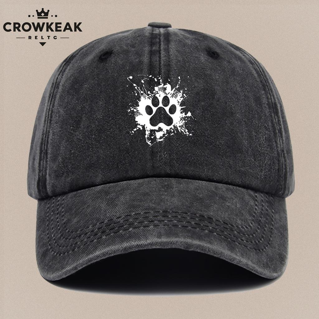 pc Creative Ink Splash Paw Print Pattern Baseball Cap Trendy Individual Duckbill Hat Fashionable Street Style Design Unisex