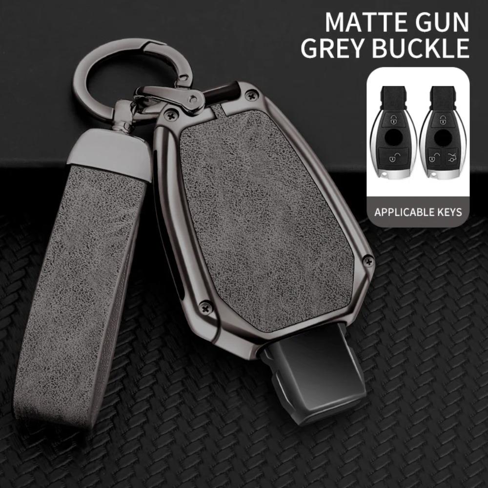 Leather Car Metal Key Case Cover Shell for Mercedes Benz A B C E Class GLS GLA GLK GLC CLS CLA AMG W204 W205 W212 W463 W176