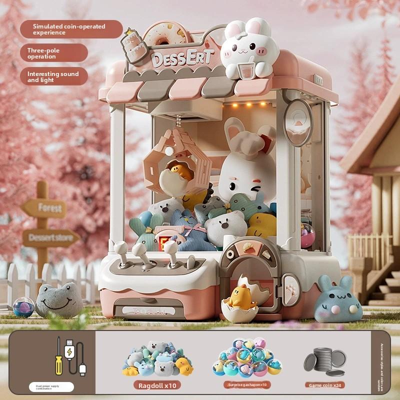 Non-Toxic Diy Doll Machine Kids Coin Operated Play Game Mini Claw Catch Toy Crane Machines Music Doll Children Xmas Gifts Toy Children Gril