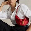 New Polo Ralph Lauren Polo ID Satin Fabric With Cow Leather Trim Handheld Handbag, Shoulder Bag Women's Red WAPOBAG02V20023