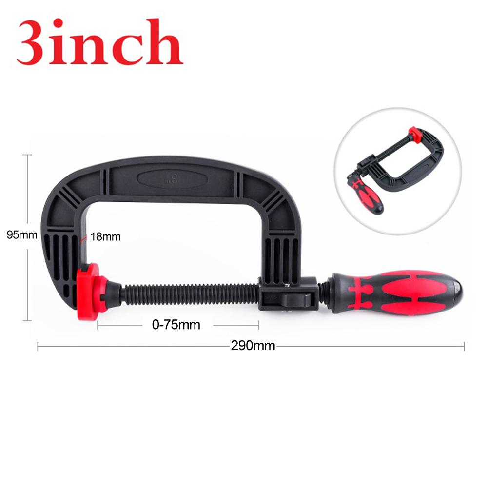 2/3/4 Inch Woodworking G-shaped Clip Clamp Strong Clamping Force Plastic Rubber Clamp Adjustable Fixing Clip Hand Tools