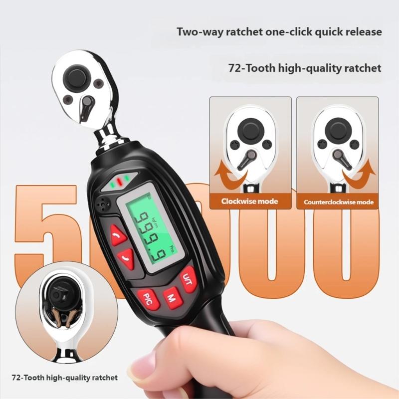 32pcs/set Torque Wrench Kit with Digital Display and Multiple Bit for Motorcycle Maintenance 1/4inch Drive Spanner