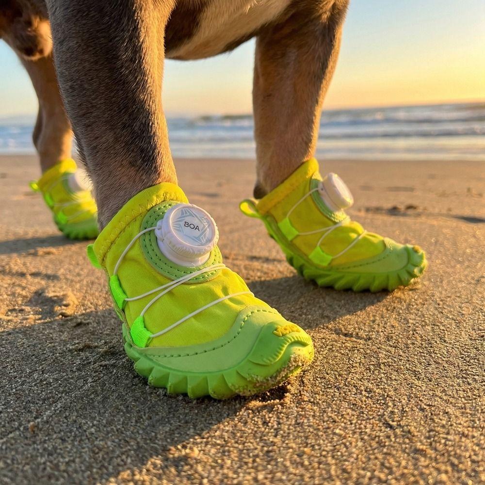 4PCS Anti-Slip Pet Mesh Boots Adjustable Pet Paw Protector Wear-resistant Dog Sneakers Rainy Days