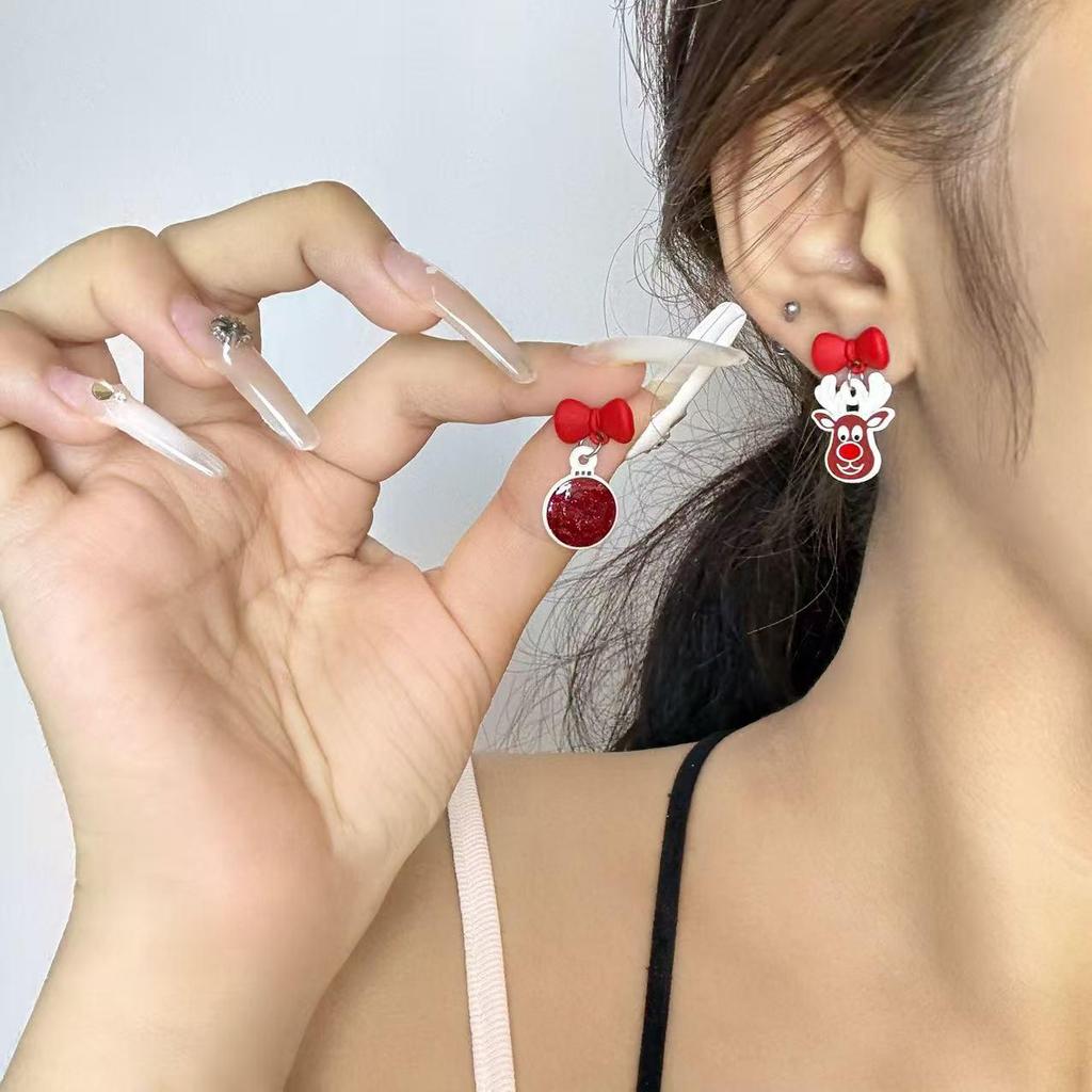 Σκουλαρίκια Κινούμενων Σχεδίων με Καμπανάκι Ταράνδου - Χαριτωτά & Δημιουργικά Χριστουγεννιάτικα Κρεμαστά για Γυναίκες