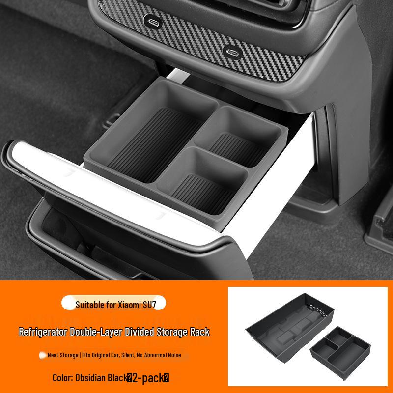Xiaomi SU7 Rear Seat Fridge Drink Holder & Silicone Mat for Outdoor Camping