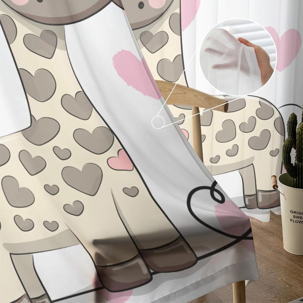 Cartoon-Giraffen lieben Schmetterlinge, Tüll-Vorhänge für Wohnzimmer, Vorhänge, Fenster, transparente moderne Vorhänge für Schlafzimmer-Dekoration