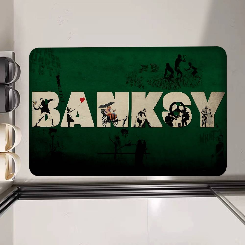

Banksy Graffiti Kitchen Mat Kids Room Bedroom Decoration Balcony Anti-Slip Doormat Living Room Alfombra 40x60cm