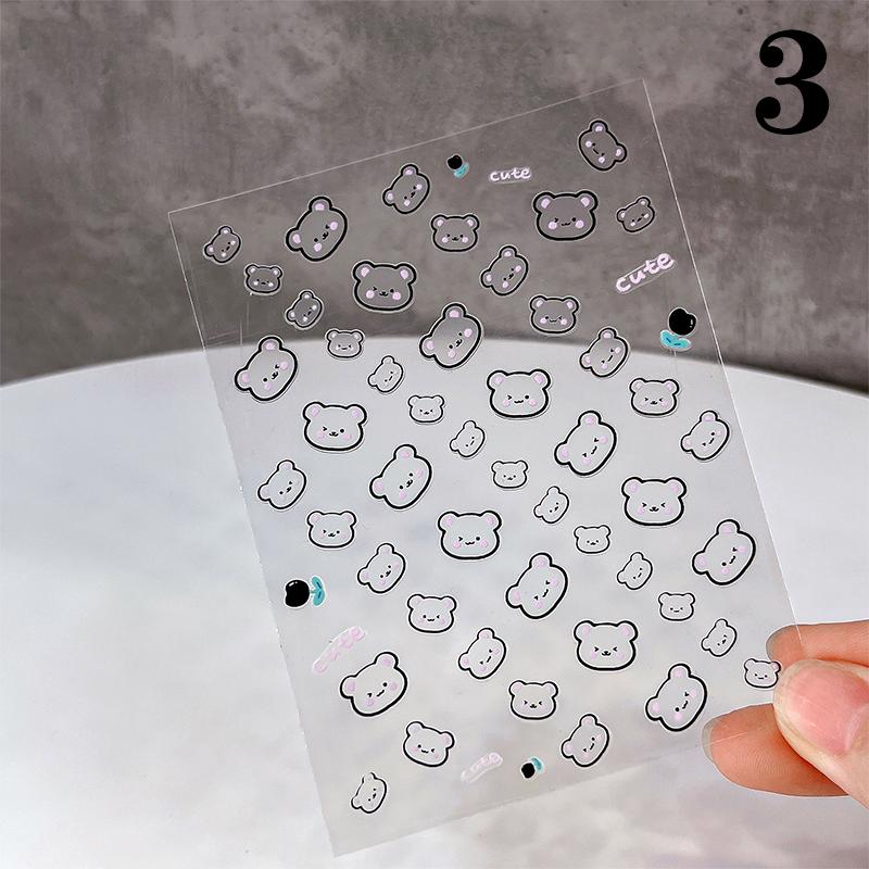 

5D Милый мультяшный медведь Кот Рельефные наклейки для ногтей Аксессуары для дизайна ногтей Disney Винни Пух Микки Наклейки Украшения для ногтей