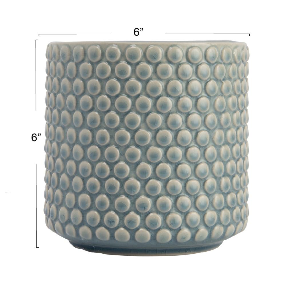 Round Stoneware Planter Pot Polka Dot Design Durable Planter Indoor Outdoor Use Ideal Cottage Décor Holds 5 Inch Pots