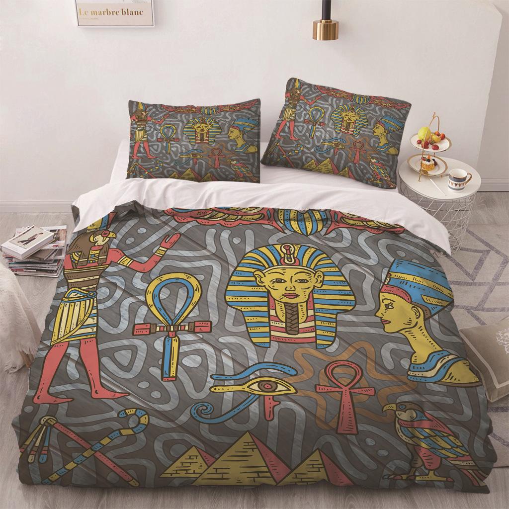 Africa Egypt King Queen Duvet Cover Egyptian Pharaoh Bedding Set For Teens Adults Ancient Frescoes 2/3pcs Polyester Quilt Cover