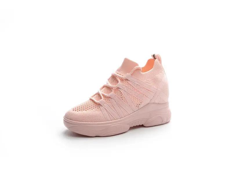 

Femme for Women Vulcanize Shoes Дышащие легкие кроссовки с воздушной сеткой Женские туфли на платформе Повседневная спортивная обувь Zapatillas De Mujer 34 розовый