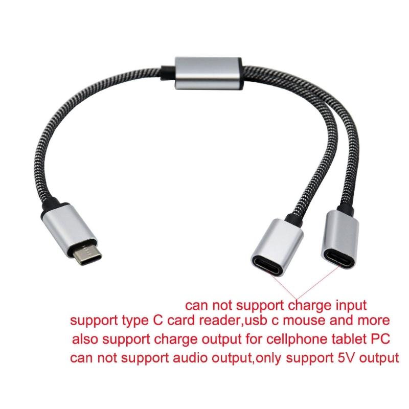 USB C Male to 2/3 USB C Female Splitter Cord Converters Multiple Hubs USB C Port Hub Charger Power Split Adapter 11.81in