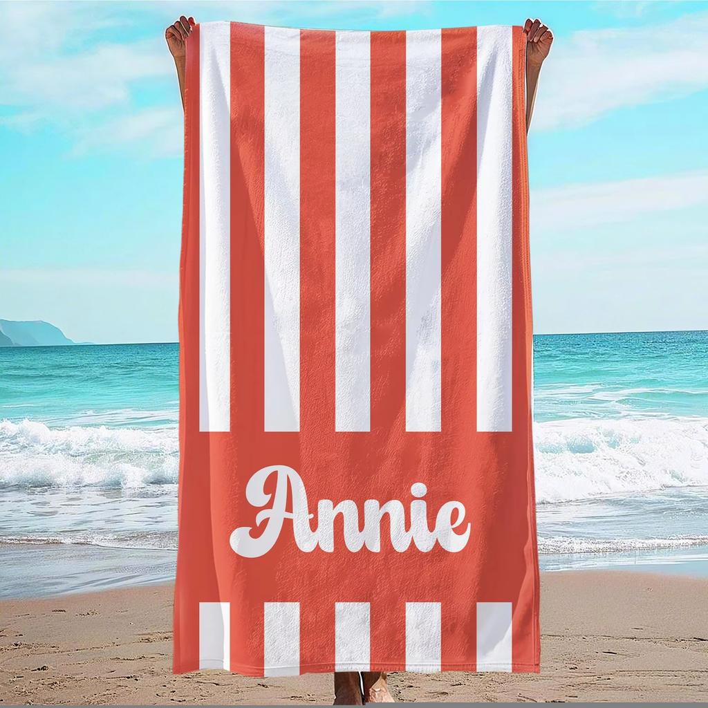 Personalized Striped Beach Towel Microfiber Towel Thin Quick Dry Absorbent for Beach Swimming Yoga Bath Sports