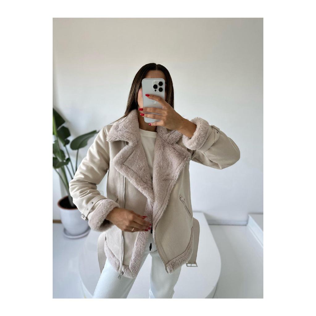 Biker Plush Coat In The Model Of The Famous Fur Fur Brand