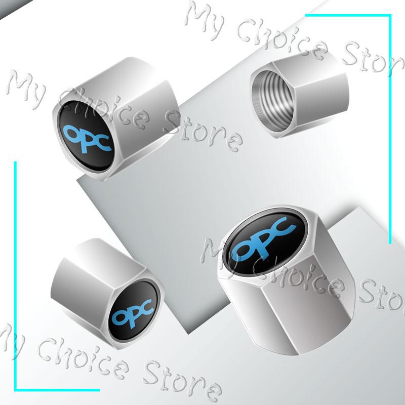 4Pcs OPC Line Emblem Metal Car Tire Valve Caps Wheel Stem Air Dust Covers For Opel Vauxhall Astra G H J K F Corsa Mokka Zafira