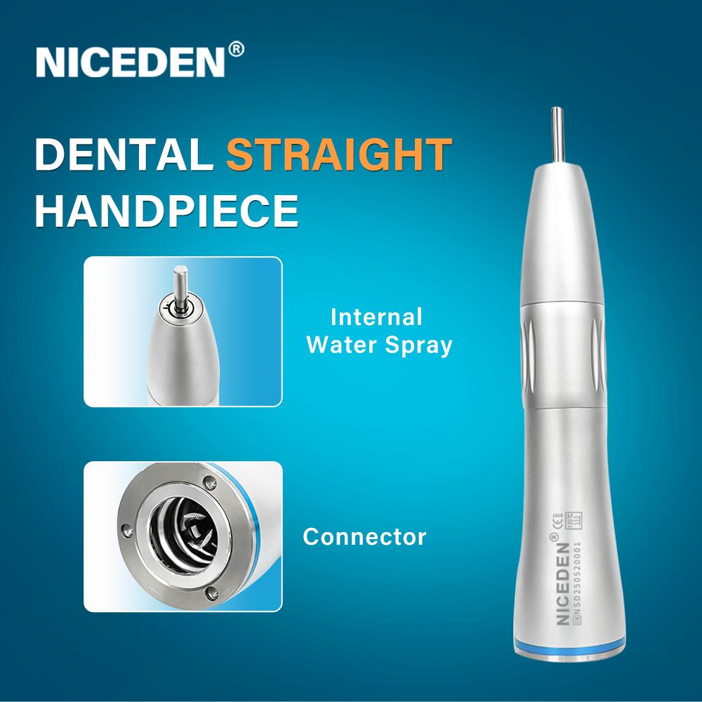 Niceden Dental Low Speed Handpiece Kit Air Turbine Straight Contra Angle Air Motor Inner Water Spray 2/4Holes