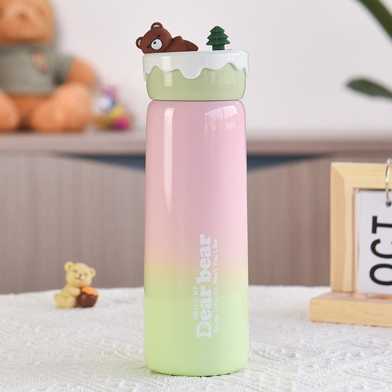 370ml 304 Cute For Sport Stainless Steel Insulated Water Bottle Thermal Coffee Car Cup Cold Hot Mugs Vacuum Flask With Handle