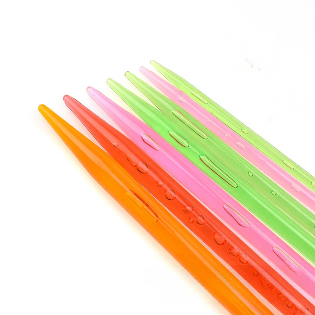 14pcs/set Candy-Colored Plastic Crystal Knitting Needles Weaving Tools Crochet Needles DIY Scarf Sweater Needlework Set