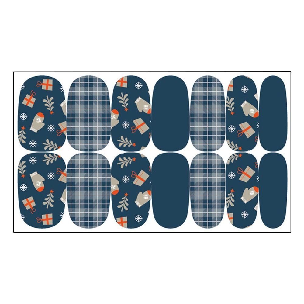 1Seet/14PCS Nail Art Christmas Nail Stickers Self-Adhesive Nail Polish Strips Full Stickers DIY