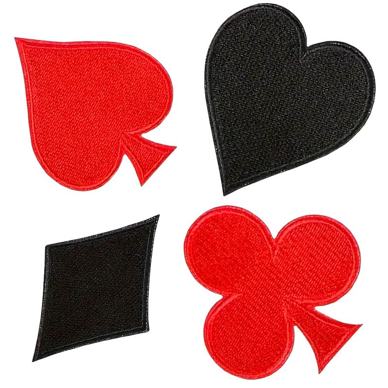 24pcs Poker Pattern Sewing Fabric Patch DIY Various Styles Handmade Cloth Applique Personality Fashion Accessories