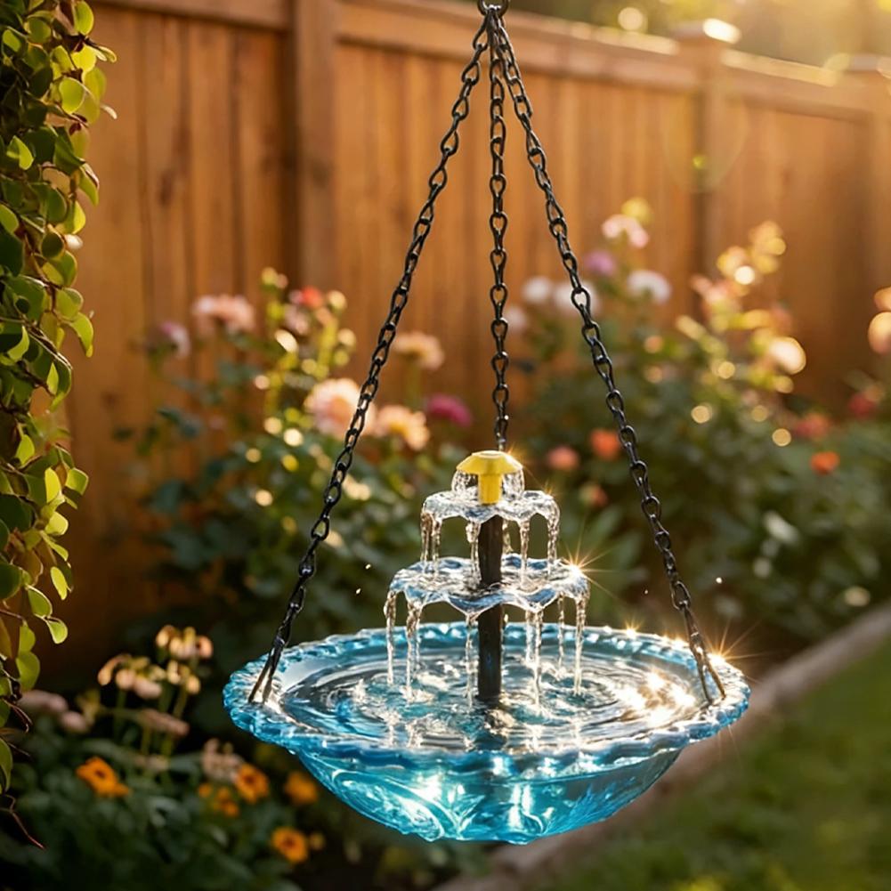 Waterfall Hanging Bird Bath Fountain Garden Courtyard Terrace With Fountain Bird Bathroom With Hook Bird Drinking Tray Outside