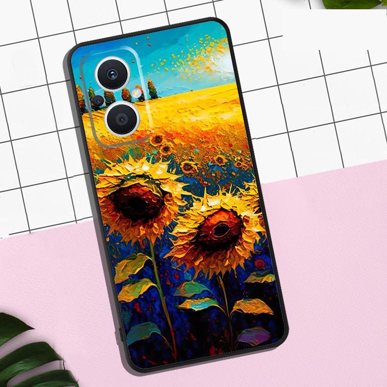 Beautiful Yellow Sunflower Case For OPPO Reno 13 12 11 F 8T 7 8 10 Pro OPPO Find X8 Pro X6 Pro X3 X5 Lite Cover Coque