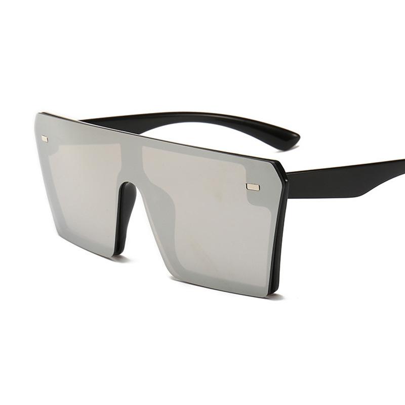 New Style Big Frame Sunglasses Retro Square Personality Conjoined Glasses Blue Bulk Luxury Men and Women Sunglasses