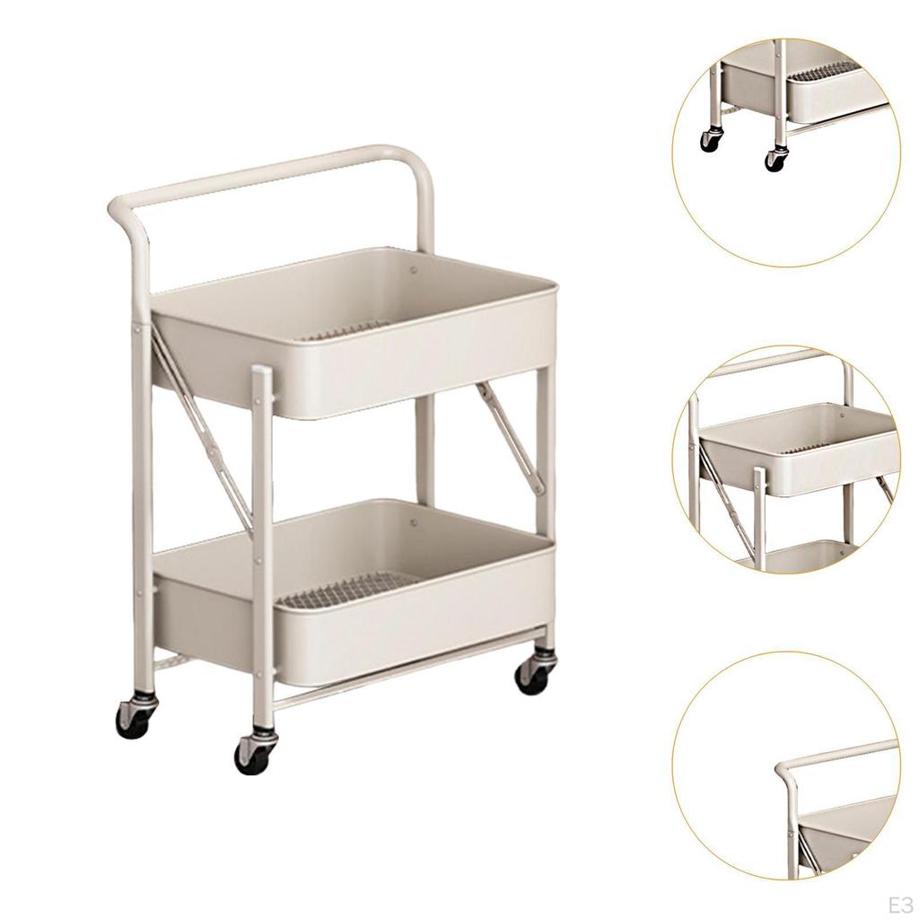 Carro Rodante con Ruedas Cesta de Frutas Verduras Plegable Gran Capacidad Organizador Multifuncional