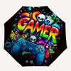 Gamer, Controller Automatic Folding Umbrella  8 Ribs, Durable Iron Frame, Bright Color Pattern Compact Travel Umbrella, Suitable for Outdoor